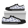 Japanese White Tiger Pattern Print Black Low Top Sneakers