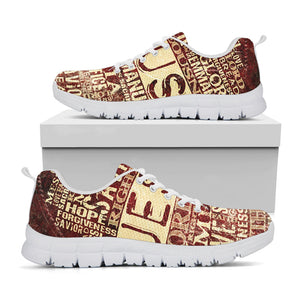 Jesus Religious Words Print White Running Shoes