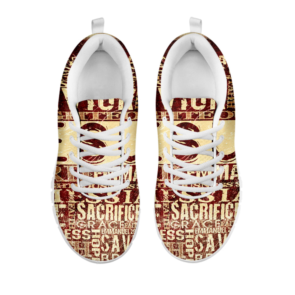 Jesus Religious Words Print White Running Shoes