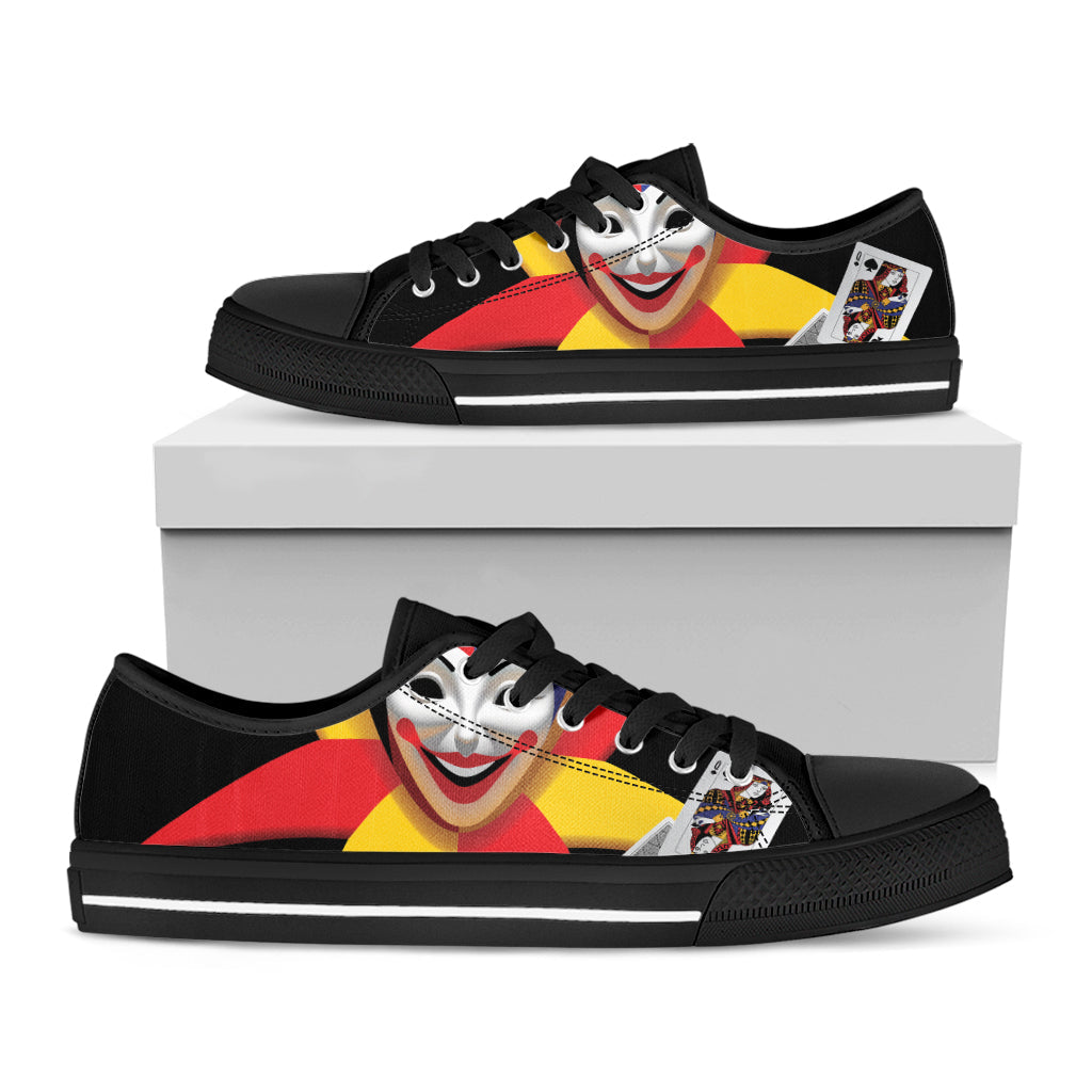 Joker And Playing Cards Print Black Low Top Sneakers