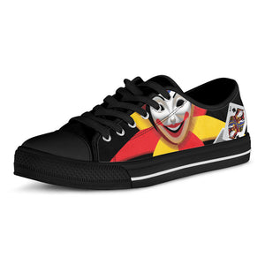 Joker And Playing Cards Print Black Low Top Sneakers