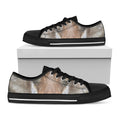 Jungle Wolf Print Black Low Top Sneakers