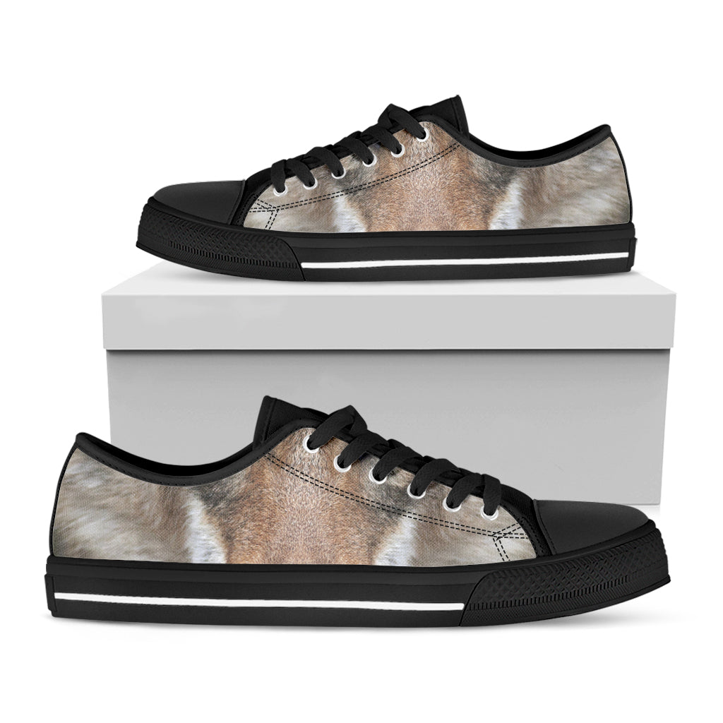 Jungle Wolf Print Black Low Top Sneakers