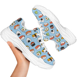 Kawaii Japanese Sushi Pattern Print White Chunky Shoes