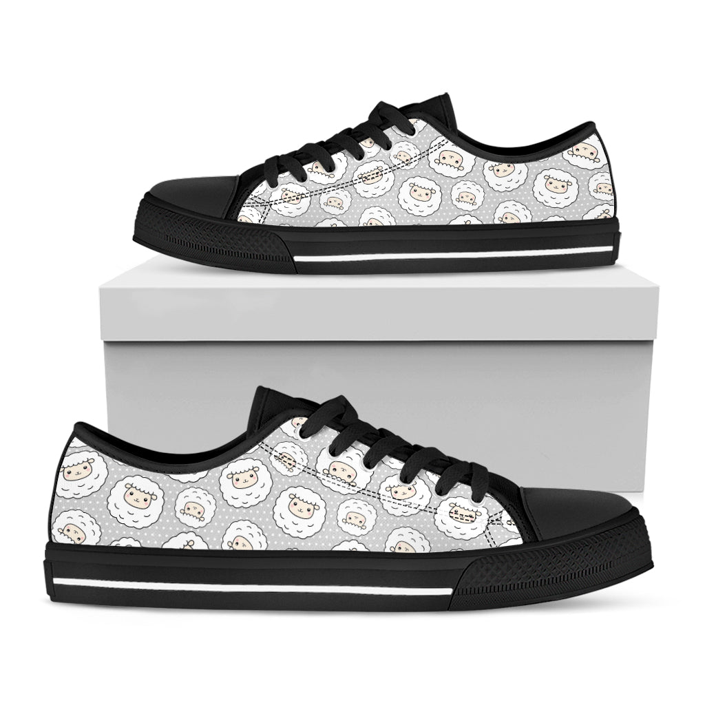 Kawaii Sheep Pattern Print Black Low Top Sneakers