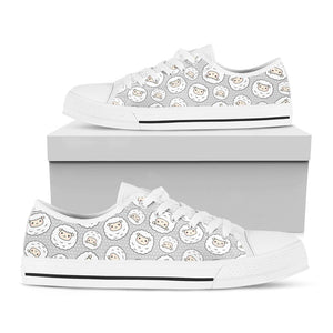 Kawaii Sheep Pattern Print White Low Top Sneakers