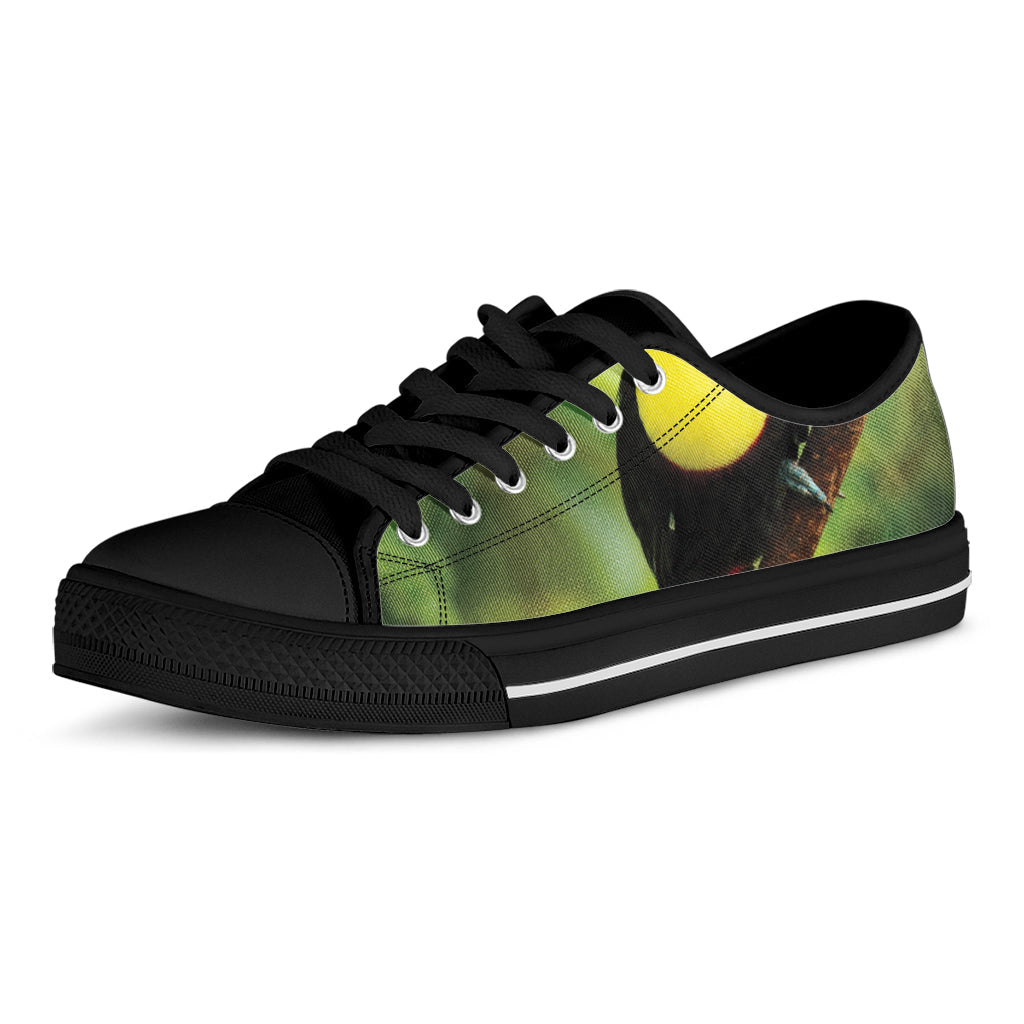 Keel-Billed Toucan Print Black Low Top Sneakers