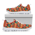Kente Pattern Print White Running Shoes