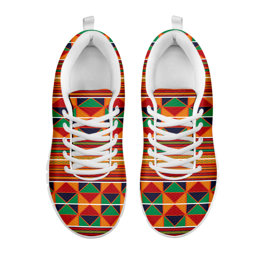 Kente Pattern Print White Running Shoes