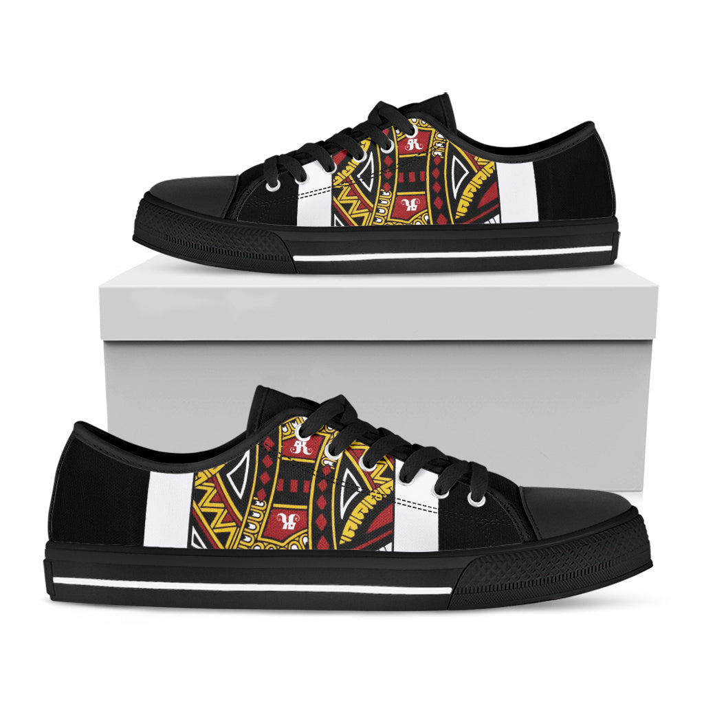 King Of Diamonds Playing Card Print Black Low Top Sneakers