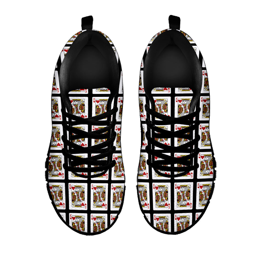 King Of Hearts Pattern Print Black Running Shoes