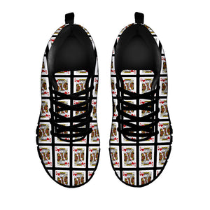 King Of Hearts Pattern Print Black Running Shoes