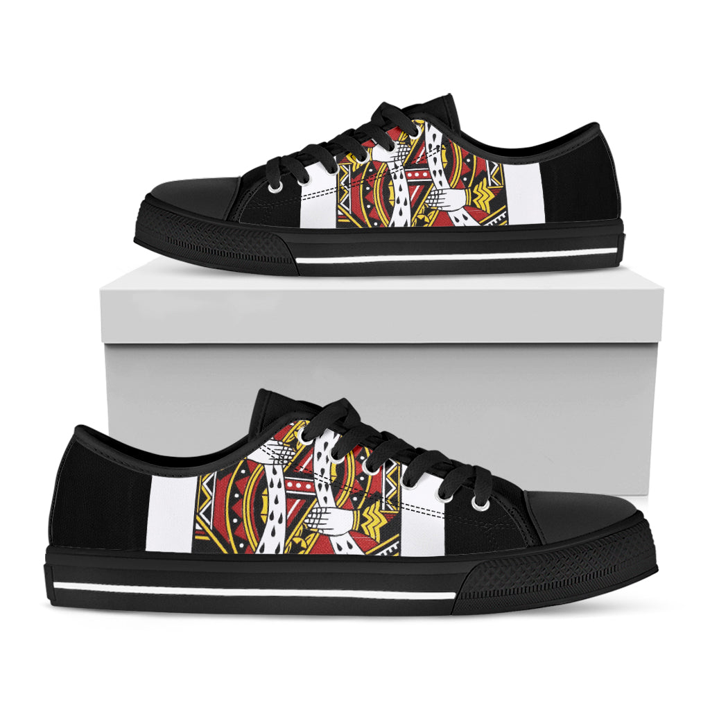 King Of Hearts Playing Card Print Black Low Top Sneakers