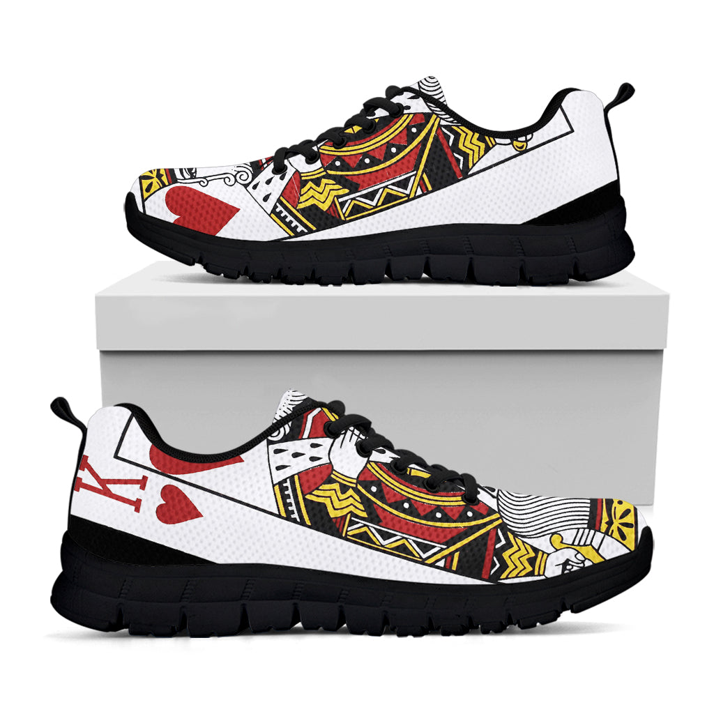 King Of Hearts Playing Card Print Black Running Shoes