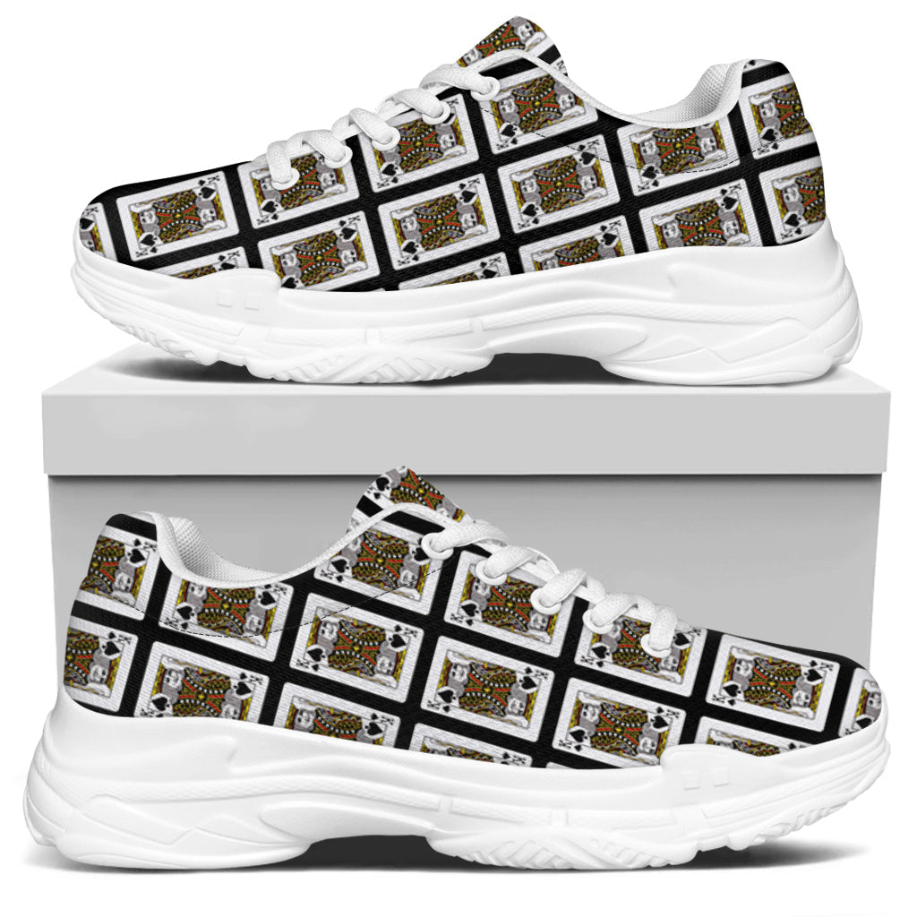 King Of Spades Pattern Print White Chunky Shoes