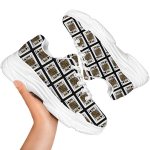 King Of Spades Pattern Print White Chunky Shoes