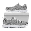 Knitted Raccoon Pattern Print White Running Shoes