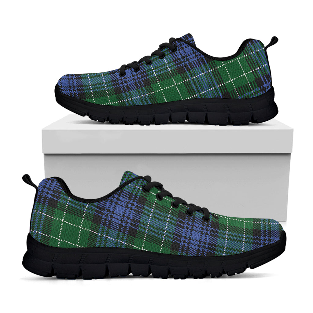 Knitted Scottish Plaid Print Black Running Shoes