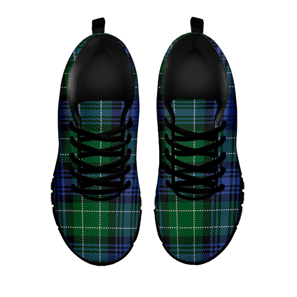 Knitted Scottish Plaid Print Black Running Shoes