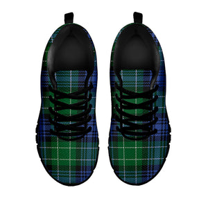 Knitted Scottish Plaid Print Black Running Shoes