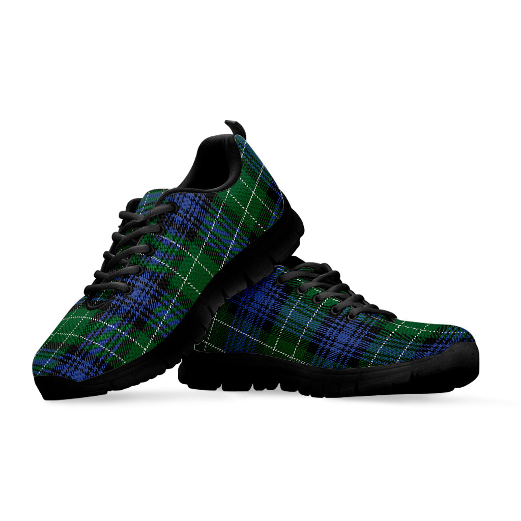 Knitted Scottish Plaid Print Black Running Shoes