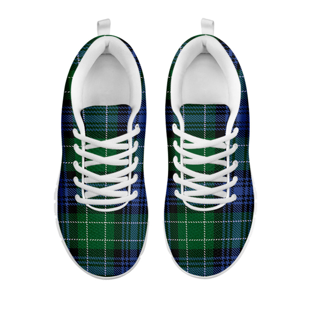 Knitted Scottish Plaid Print White Running Shoes