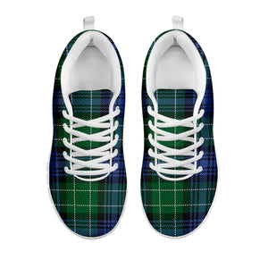Knitted Scottish Plaid Print White Running Shoes