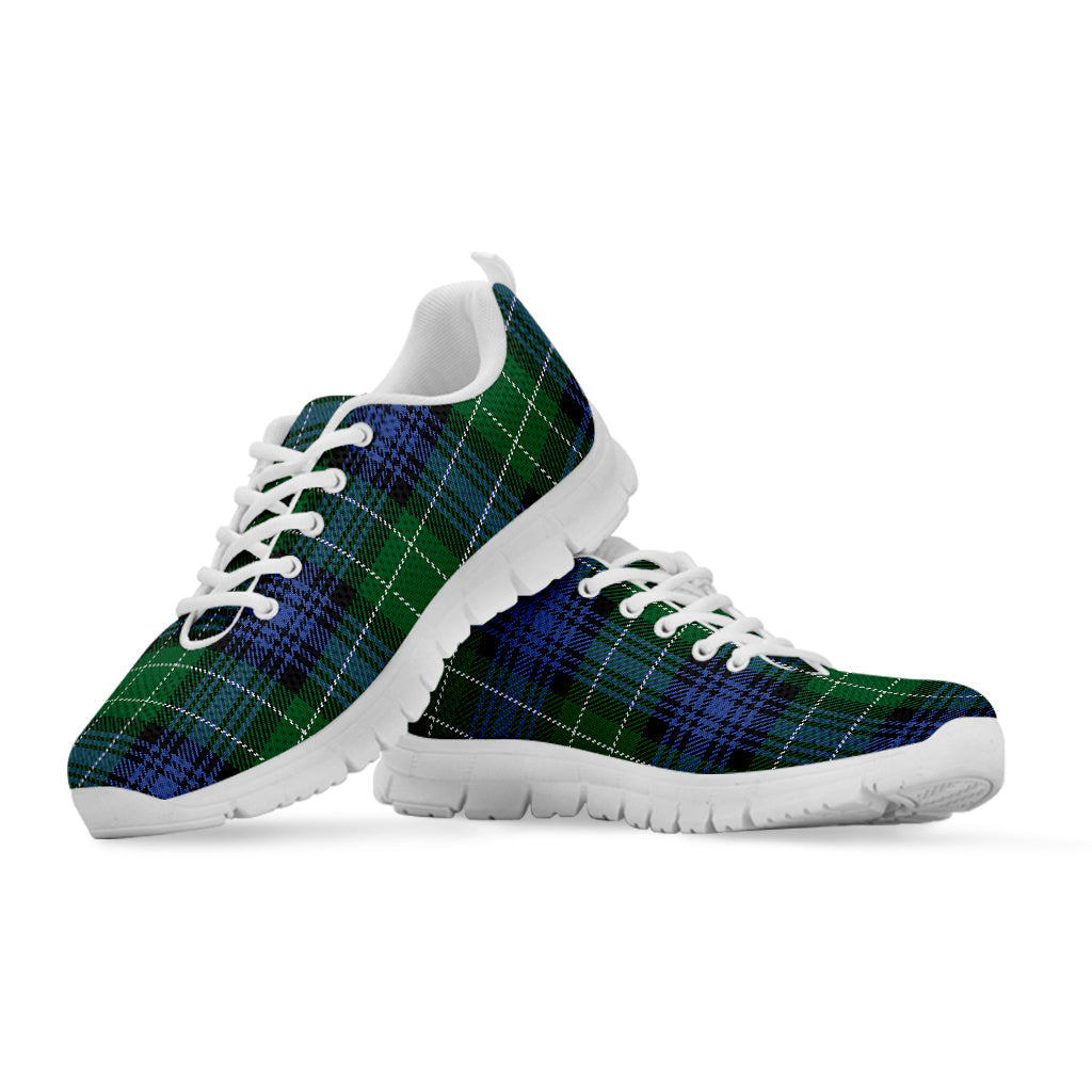 Knitted Scottish Plaid Print White Running Shoes
