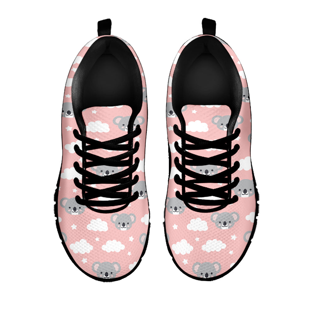 Koala Bear And Cloud Pattern Print Black Running Shoes