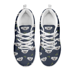 Koala Bear Pattern Print White Running Shoes