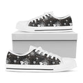 Koi Carp And Chrysanthemum Pattern Print White Low Top Sneakers