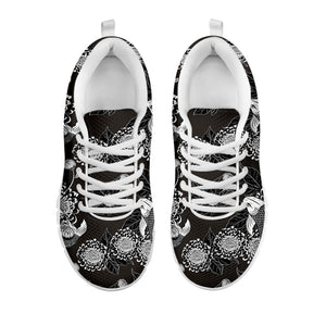 Koi Carp And Chrysanthemum Pattern Print White Running Shoes