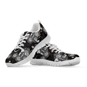Koi Carp And Chrysanthemum Pattern Print White Running Shoes