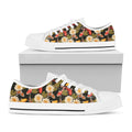 Koi Carp And Lotus Pattern Print White Low Top Sneakers