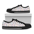 Lacrosse Sport Pattern Print Black Low Top Sneakers