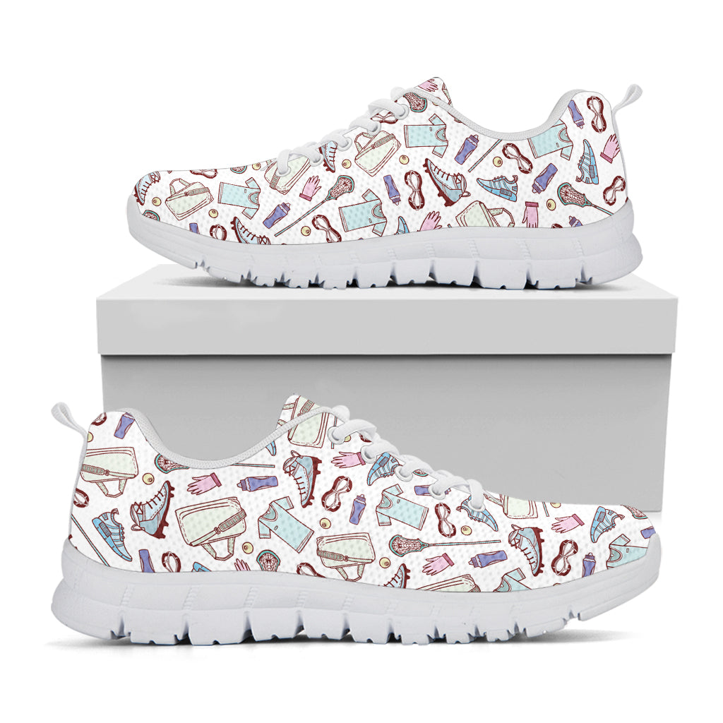Lacrosse Sport Pattern Print White Running Shoes