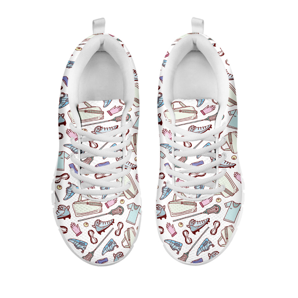 Lacrosse Sport Pattern Print White Running Shoes