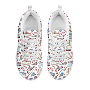 Lacrosse Sport Pattern Print White Running Shoes
