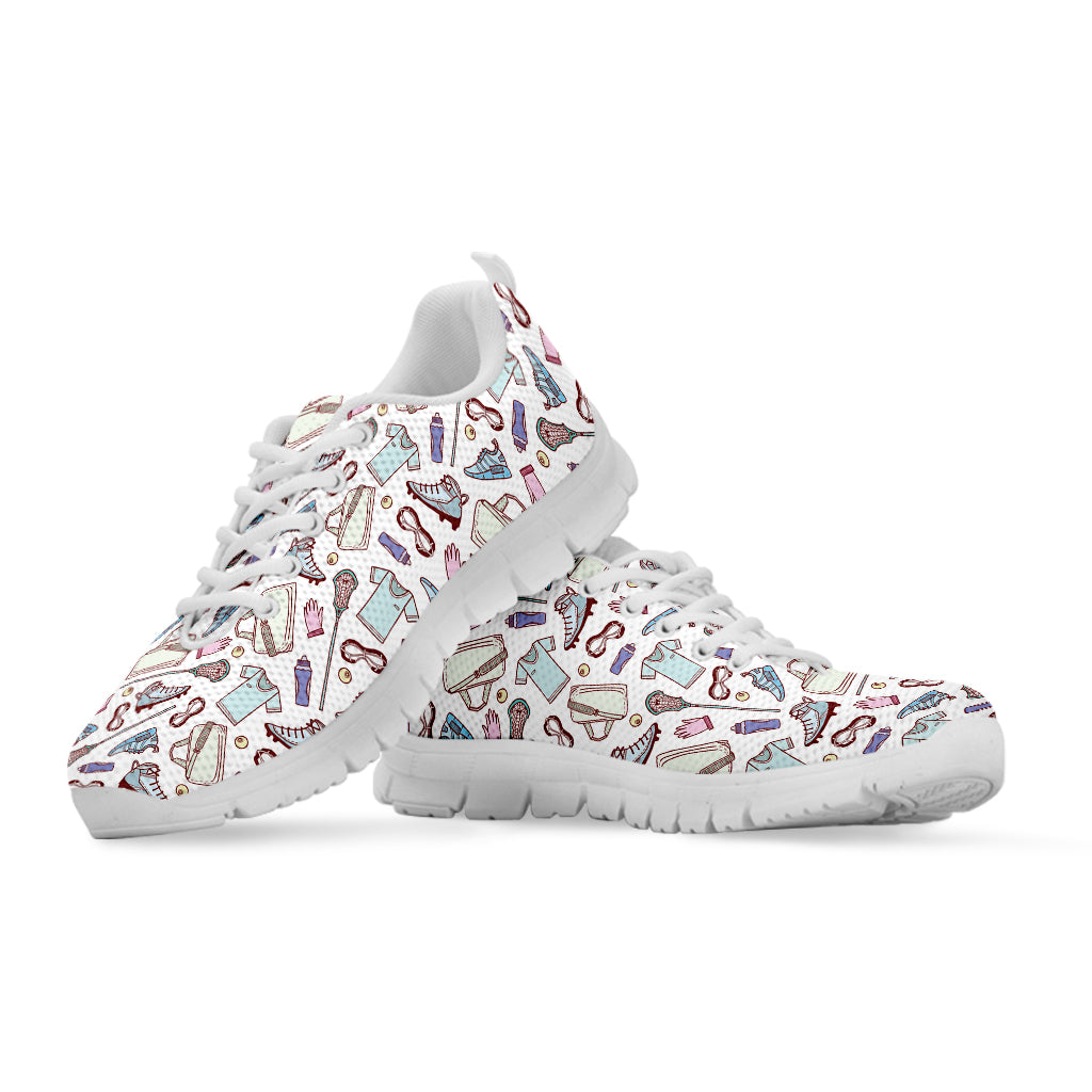Lacrosse Sport Pattern Print White Running Shoes