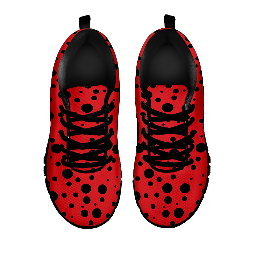 Ladybug Spots Pattern Print Black Running Shoes