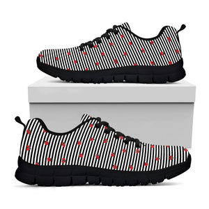 Ladybug Striped Pattern Print Black Running Shoes