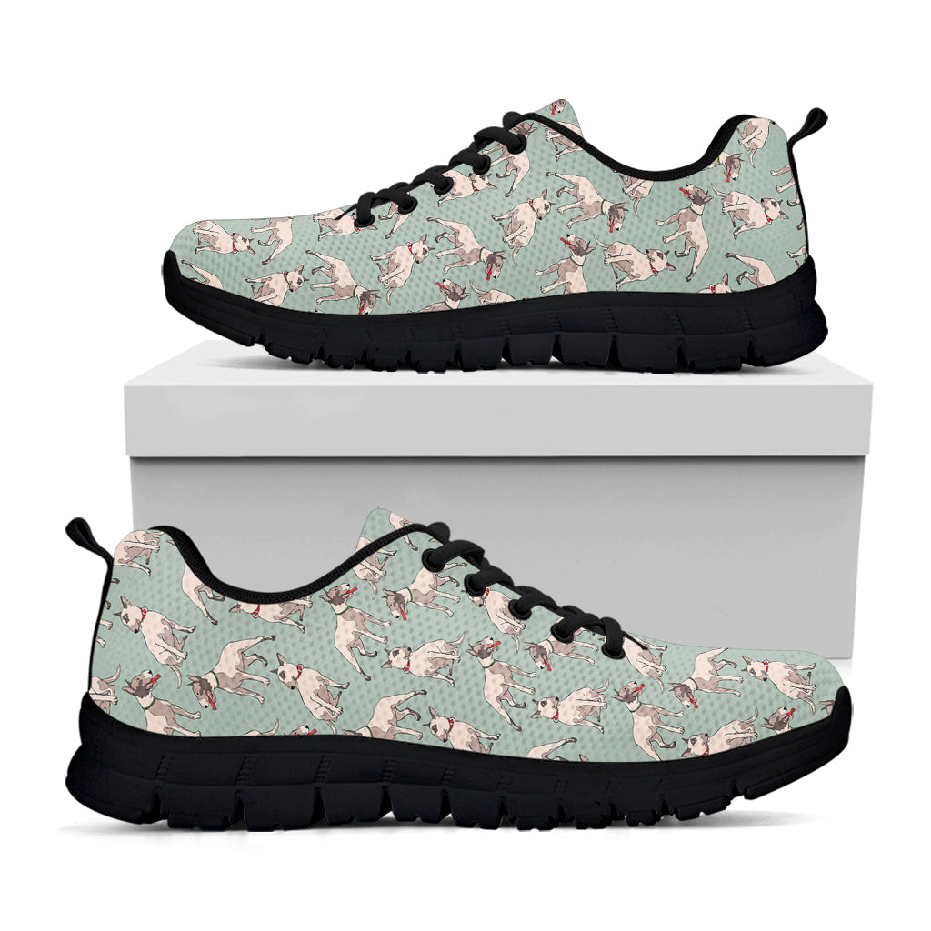 Laurel Green Bull Terrier Pattern Print Black Running Shoes