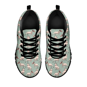 Laurel Green Bull Terrier Pattern Print Black Running Shoes