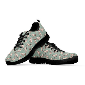Laurel Green Bull Terrier Pattern Print Black Running Shoes