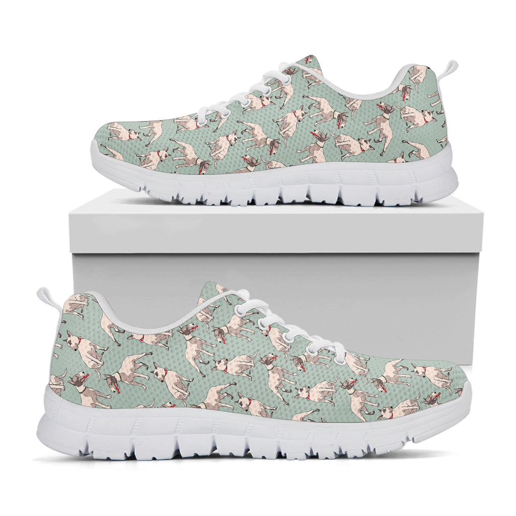 Laurel Green Bull Terrier Pattern Print White Running Shoes