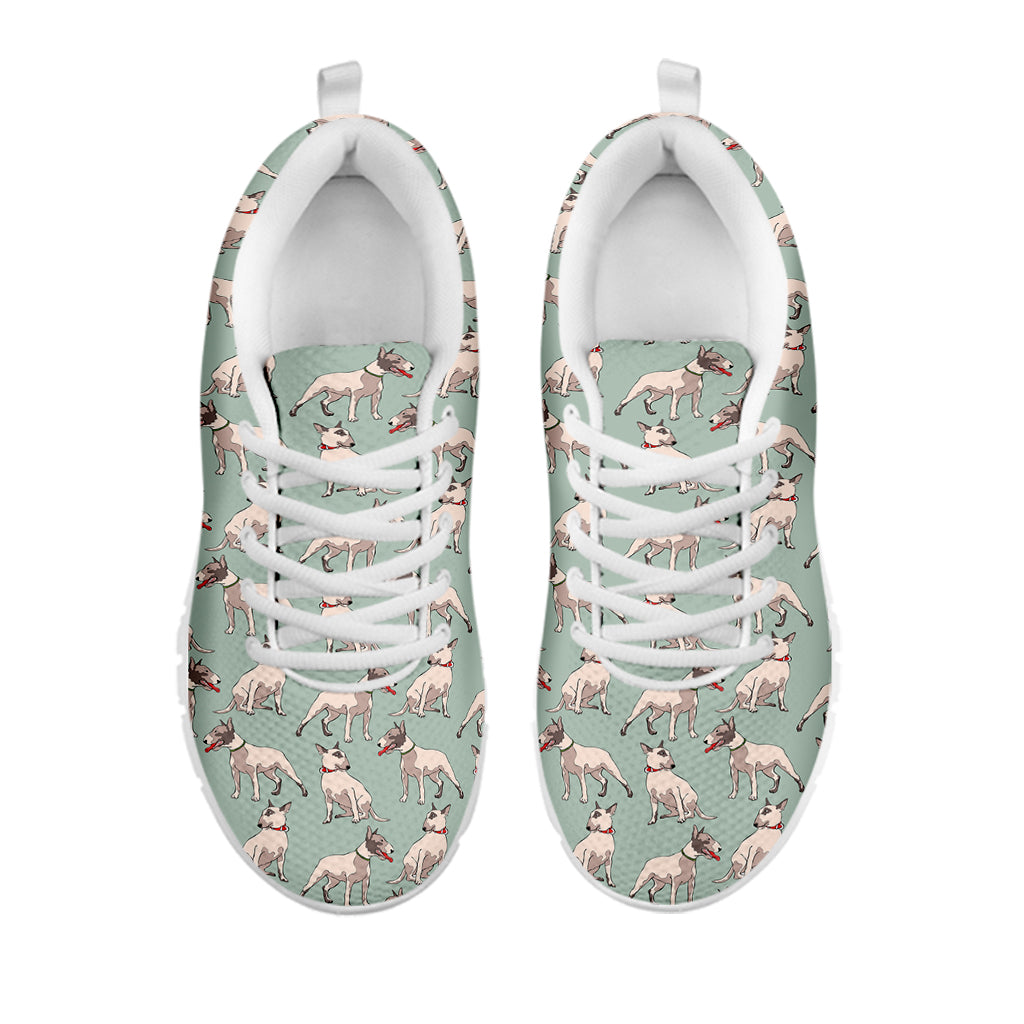 Laurel Green Bull Terrier Pattern Print White Running Shoes