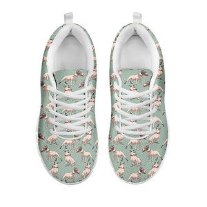 Laurel Green Bull Terrier Pattern Print White Running Shoes