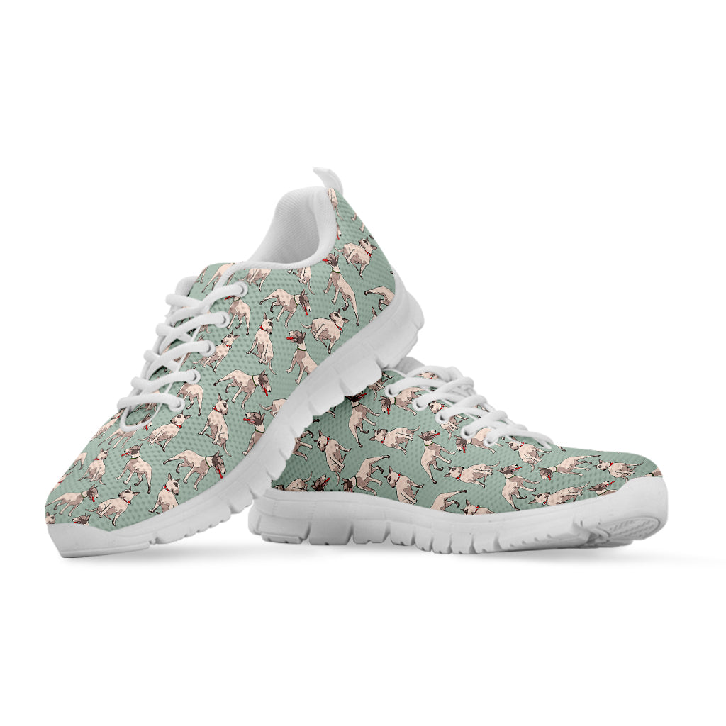 Laurel Green Bull Terrier Pattern Print White Running Shoes