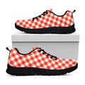 Lava Red And White Gingham Print Black Running Shoes