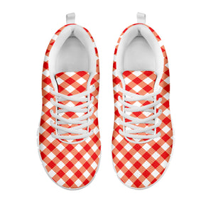 Lava Red And White Gingham Print White Running Shoes